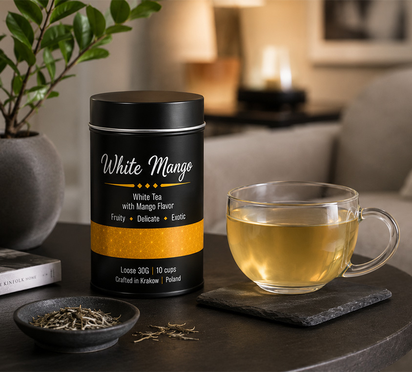 White Mango Leo Tea w eleganckiej puszce